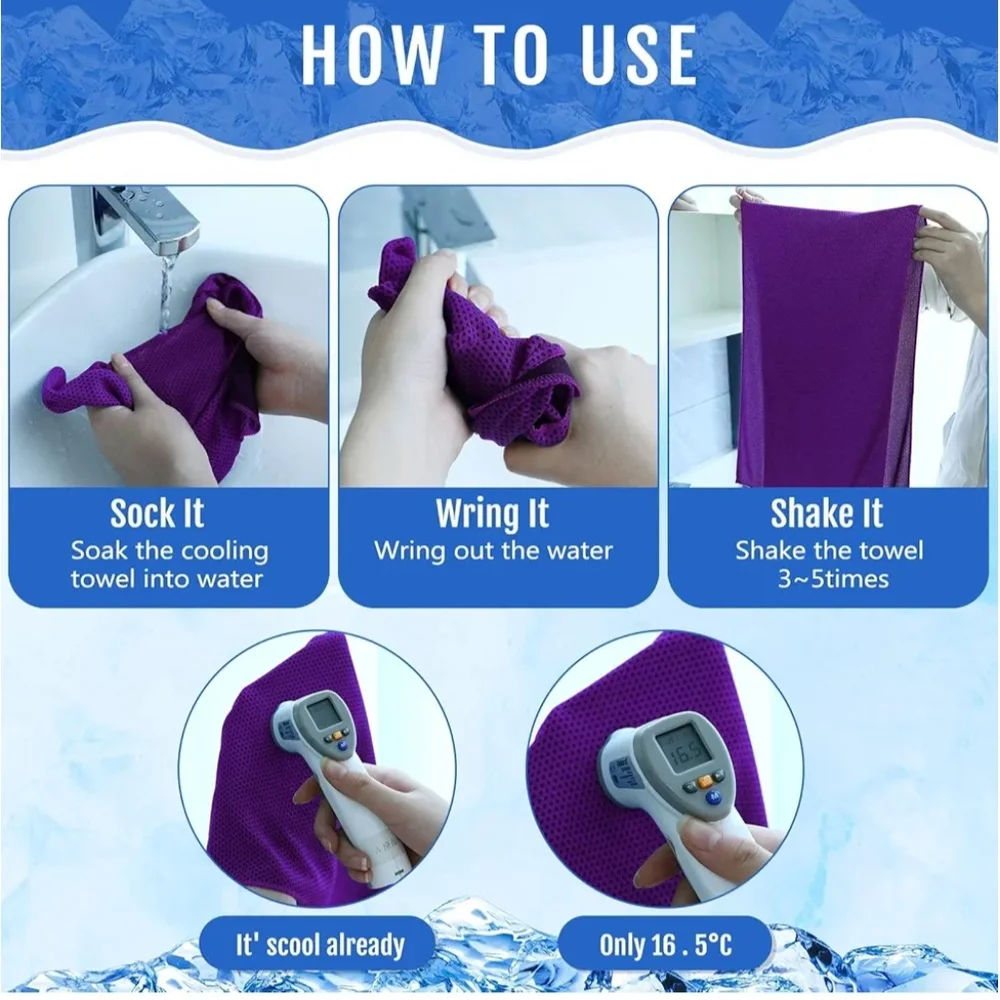 2 COOLING summer Hand Towels cool down